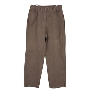 Emanuel Ungaro Gruppo Get Linen Pants Brown Womens‎ Size 12 / 46